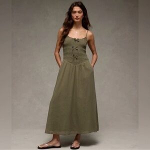 AE Bella Bow Olive Midi Dress